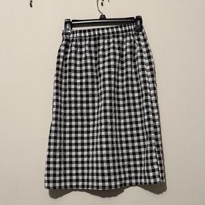 Chic Black and White Checkered A-Line Skirt